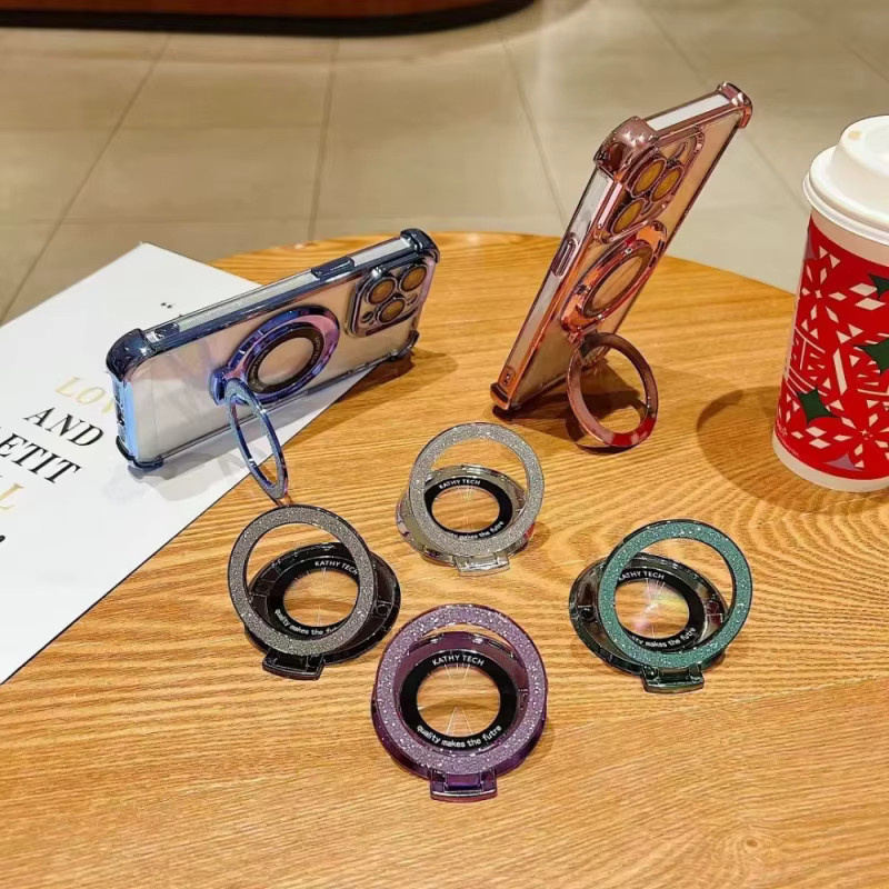 Magnetischer Handy-Ringhalter mit Bling-Glitzer für MagSafe, tragbarer Handy-Ständer und abnehmbarer Griff in Silber und Multicolour für iPhone und Samsung - Bild 2