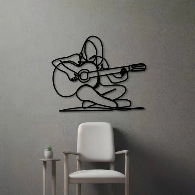 CIFBUY Wandkunst Gitarrenspieler aus schwarzem Eisen als Wandmontage für Musikliebhaber - Bild 1