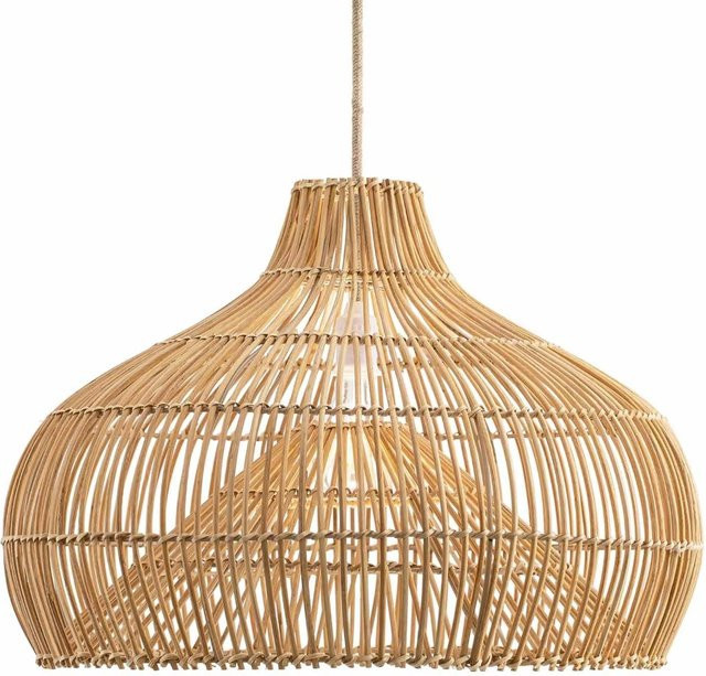 JOYINLED Moderne Rattan Pendelleuchte in Braun, Kreatives LED Design für Wohnzimmer und Büro, Durchmesser: 40 cm - Bild 1