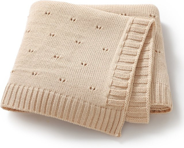 Gesteppte Babydecke für Neugeborene und Kleinkinder mit Punktmuster in Beige, B/B/H: 90 x 70 cm - Bild 1