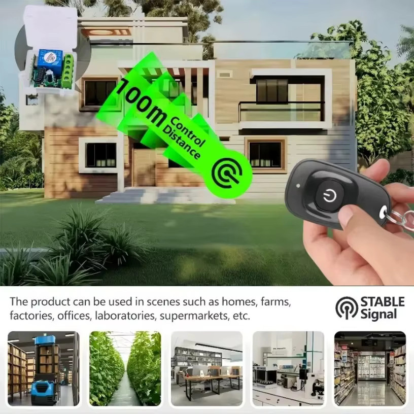 VIKEFON RF EV1527 Lerncode Sender 433 MHz Universal Wireless Fernbedienung Schalter mit DC 12 V 1CH Relais Empfänger Modul in Weiß - Bild 3