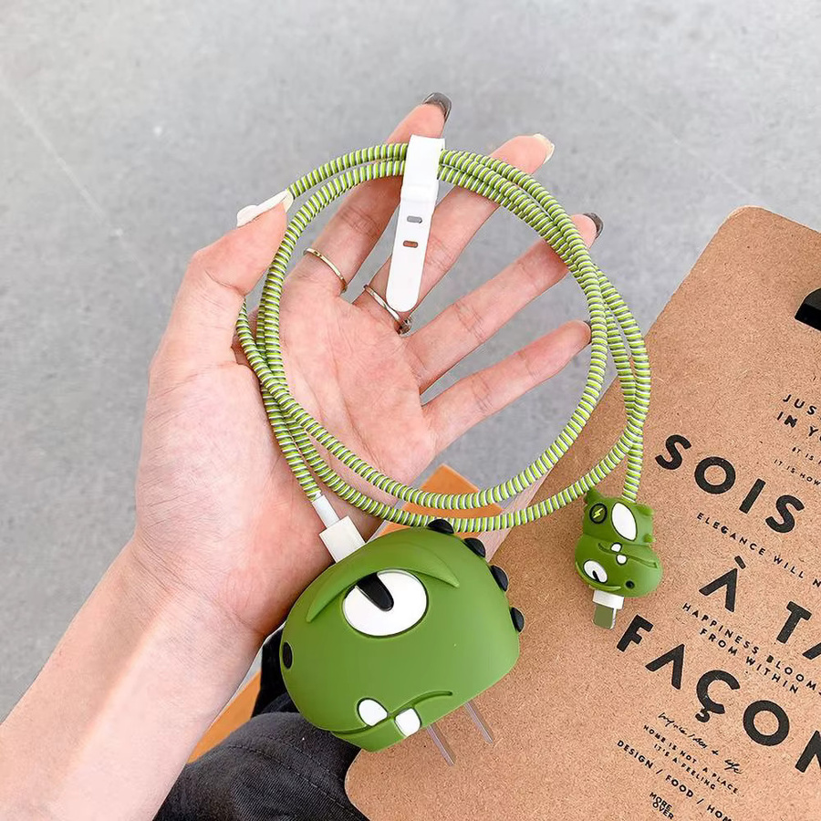 TUNEDEE Cartoon Kabelschutz für iPhone 18W/20W Schnellladekabel in Grün - Bild 2