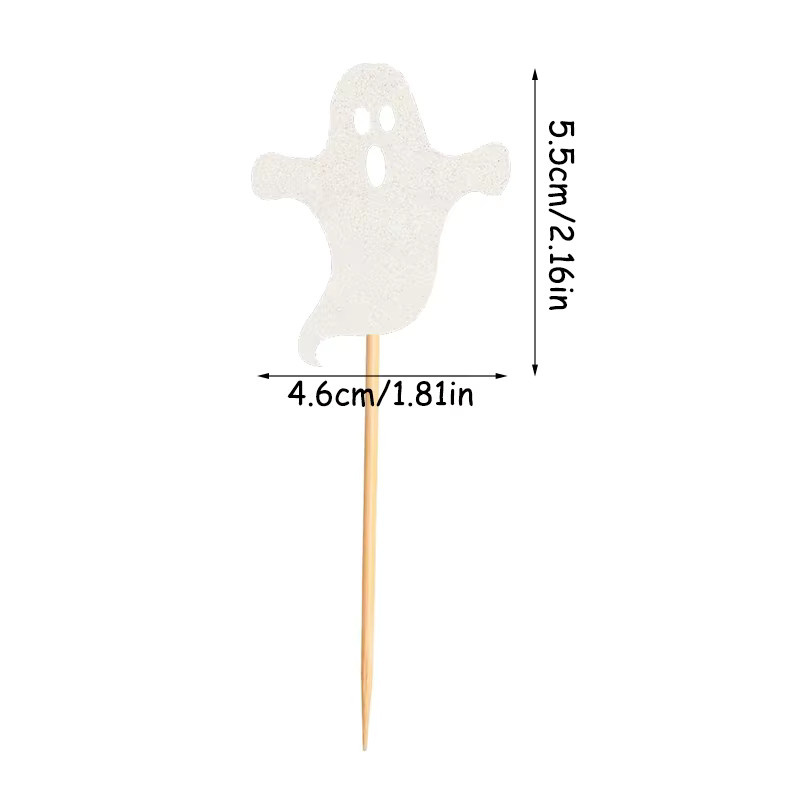 12 Stück VRISE Halloween White Ghost Cupcake Topper aus Papier für Party und Babyparty Dekoration in Weiß - Bild 6