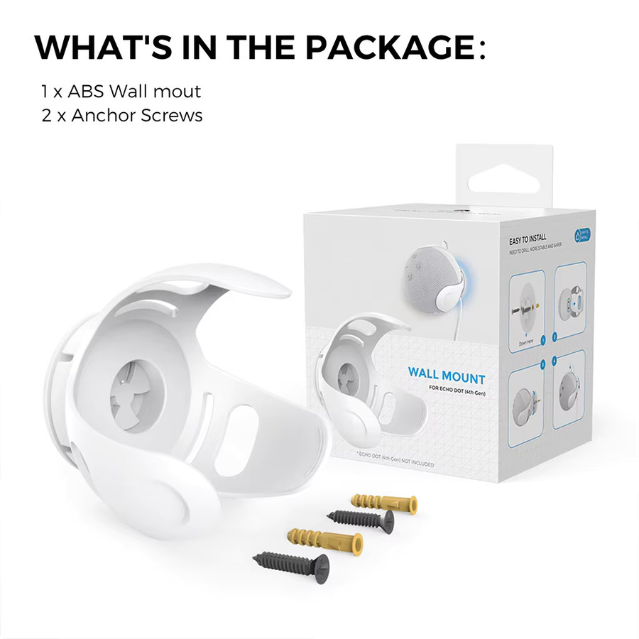 Tragbare Wandhalterung für Amazon Alexa Echo Dot 4 und 5 sowie Echo Dot 3. Generation mit integriertem Kabelmanagement in Weiß - Bild 4