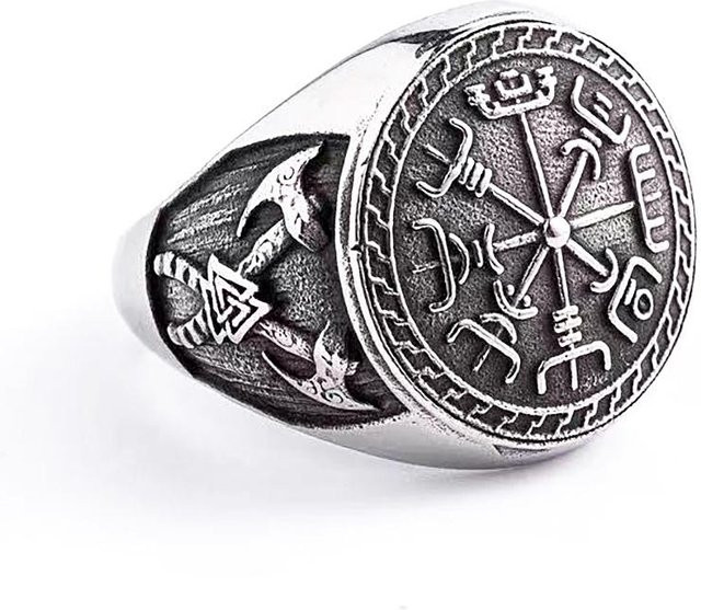 YIRAN Jewelry Wikinger Kompass Ring, Edelstahl, Herren - Bild 1