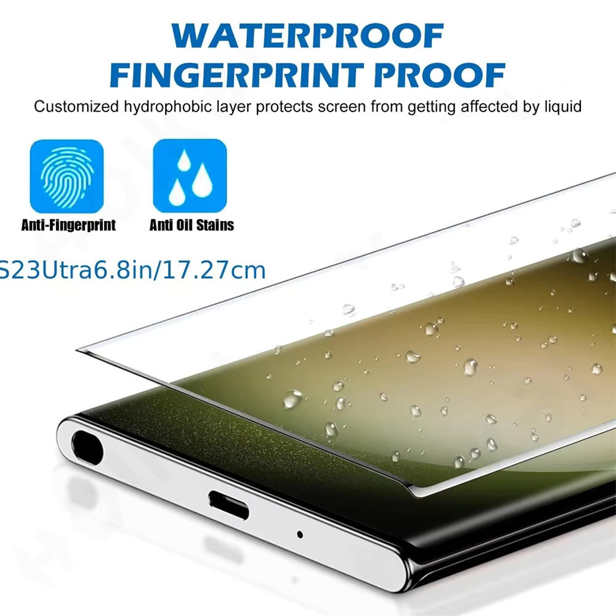 3er-Pack Displayschutzfolie aus gehärtetem Glas für Samsung Galaxy S24 Ultra, S23, S22 und S21, gebogene Vollabdeckung, transparent, Anti-Fingerabdruck-Effekt - Bild 4