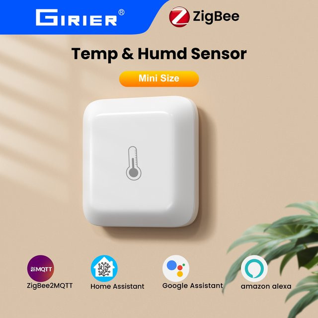 GIRIER ZigBee 3.0 Temperatursensor und Feuchtigkeitsdetektor in Weiß für Smart Home APP-Überwachung mit Home Assistant und ZigBee2MQTT Unterstützung - Bild 1