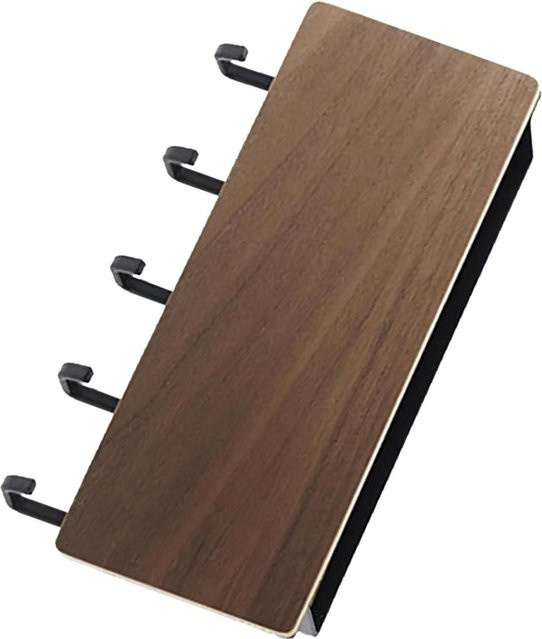 mfySpace Schlüsselhalter und Postorganizer aus Holz mit 5 Haken in Walnuss Braun zur Wandmontage - Bild 1