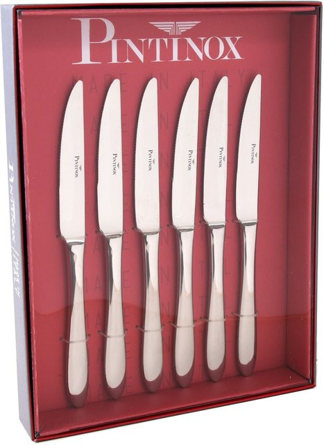 Pintinox Steakmesser Ritz 6-teiliges Set aus geschmiedetem Edelstahl 18/10 in Silber, Wellenschliff - Bild 1