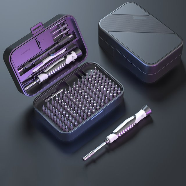 KING'SDUN Präzisionsschraubendreher-Set 130 in 1, tragbares Handwerkzeug-Set mit magnetischen Bits für Xiaomi, Mobiltelefone, PC und Uhrenreparatur, Farben: Blau und Schwarz - Bild 1