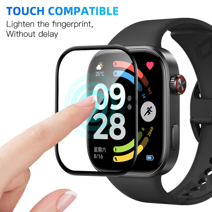 ONM Schutzhülle + Displayschutzfolie für Redmi Watch 6, Silikon, Schwarz, Unisex - Bild 3