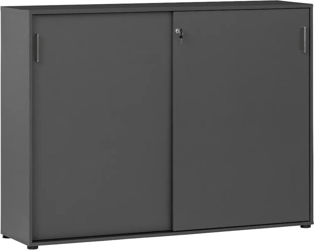 Möbelpartner Schiebetürenschrank Hippo Large Anthrazit Matt mit verstellbaren Regalböden und Schloss, H x B x T: 120 x 160 x 40 cm - Bild 1