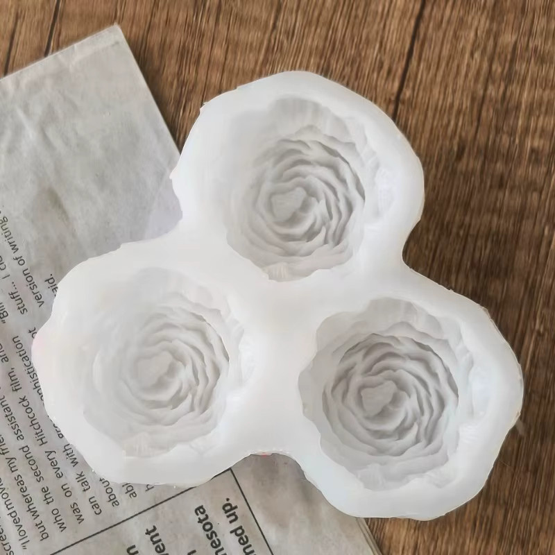 LONTL 3er Set Silikonform für Pfingstrosen 3D Mini Rosen zum DIY Basteln von Kerzen, Seife, Gips oder Harz - Bild 2