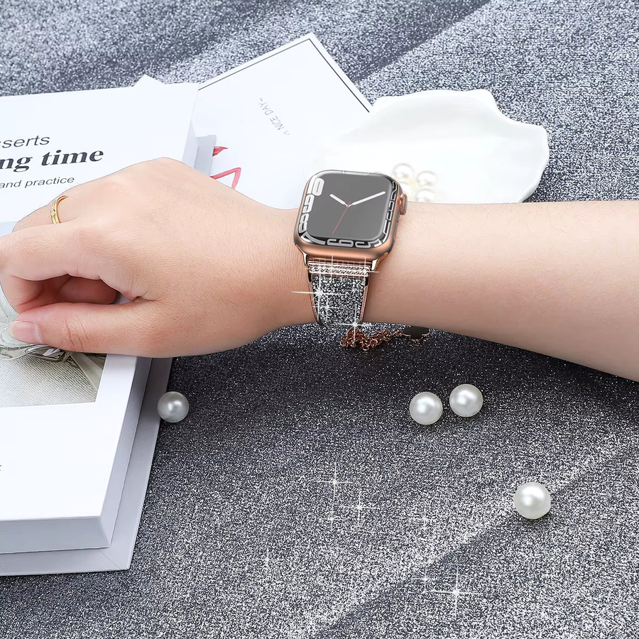 JBAILI Uhrenarmband Edelstahl, Diamant, Kristall, Unisex - Bild 4