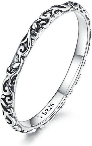 BAMOER Bandring 925 Silber, Rankenmuster, Damen, Ringgröße 8 - Bild 1