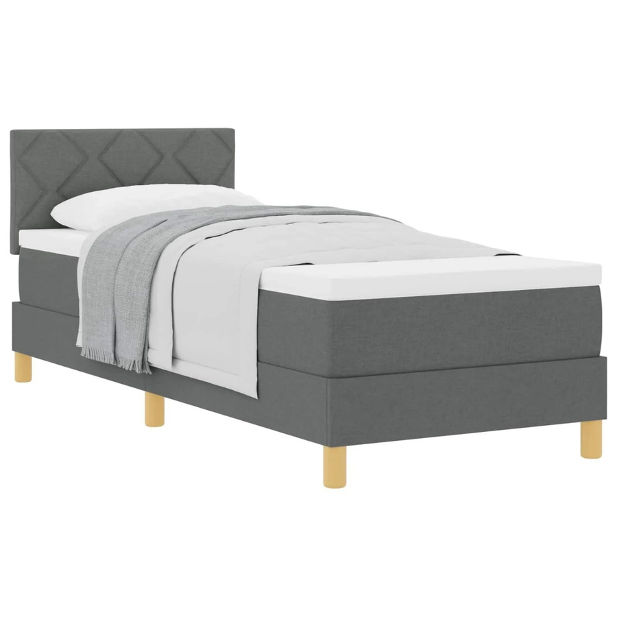 vidaXL Boxspringbett Hybrid mit Matratze und Taschenfederkern, Grau, B/T/H: 80 x 200 x 140 cm - Bild 2