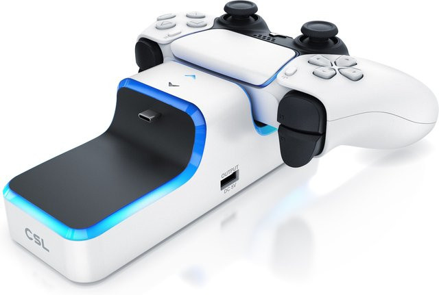 CSL Schnellladestation für Sony PlayStation 5 Controller, Twin Charge Ladegerät in Weiß - Bild 1