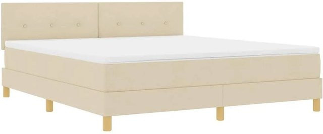 vidaXL LED Boxspringbett mit Matratze in Beige, Hybrid-Matratze mit USB-Anschluss und Unterbettbeleuchtung, B/T/H: 180 x 200 x 280 cm - Bild 1