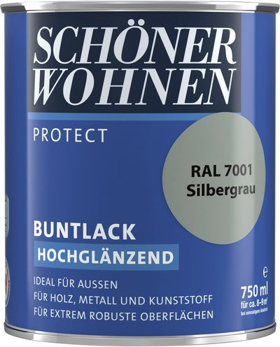 Schöner Wohnen Buntlack für Holz in Silbergrau, hochglänzend, 0,75 l - Bild 1