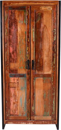 SIT Schrank BALI im Industrial Design aus Altholz und Metall, 2-türig, bunt, B/T/H: 80 x 45 x 180 cm - Bild 1