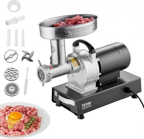VEVOR Elektrischer Fleischwolf und Wurstmaschine aus Edelstahl in Silber, 350 W mit Mahlplatte und Klinge, Multifunktionaler Fleischwolf für Küche und Restaurant - Bild 1