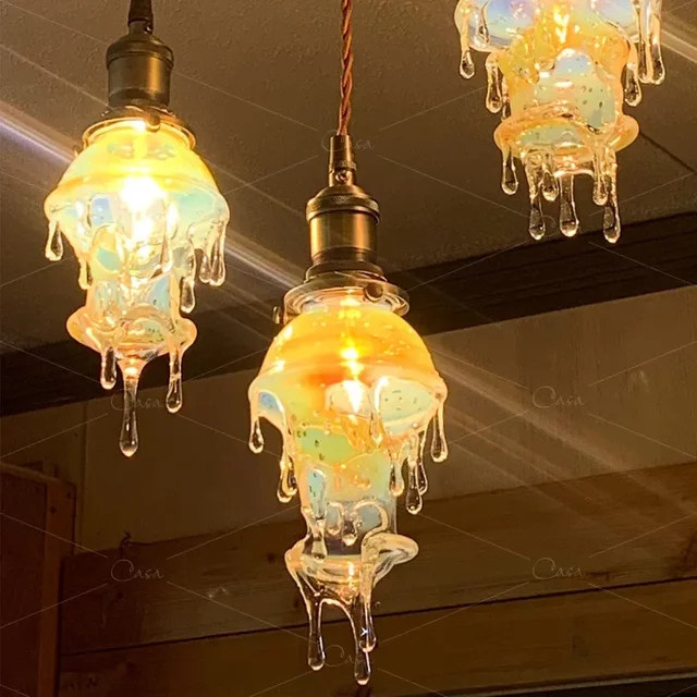 JIANKEXING LED-Pendelleuchte im Tropfen-Design aus Glas, Designer-Kronleuchter in Gold/Messing für Wohnzimmer und Schlafzimmer, warmweißes Licht - Bild 1