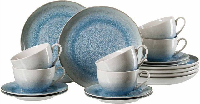 Ritzenhoff & Breker Kaffeeservice Oslo aus Porzellan, 18er Set, Blau - Bild 1