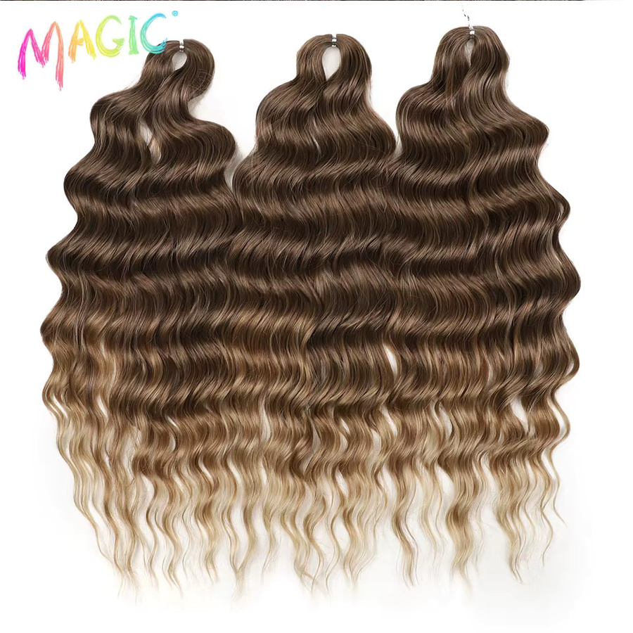 Magic Body Wave Synthetische Häkelhaarbündel, Ombre Braun zu Blond, 24 Zoll, Damen - Bild 2