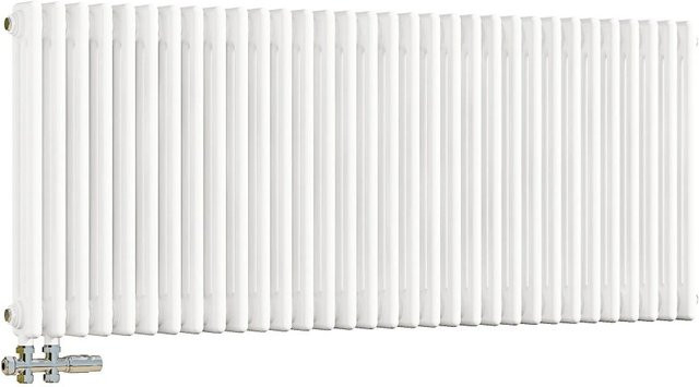 Duschparadies Traditioneller Heizkörper für Warmwasserbetrieb in Weiß, B: 60,0 cm, H: 146,0 cm - Bild 1