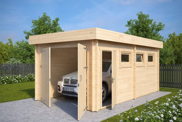 Holzgaragen-Bausatz Typ C in Holz als einfache Fertiggarage mit den Maßen B: 6 m, T: 3 m - Bild 1