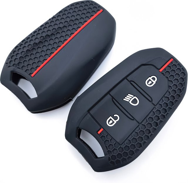 GZKANDM Silikon Schlüsselhülle für Peugeot 308 408 508 2008 3008 4008 5008 und Citroen C4 C5 C6 C3-XR in Schwarz - Bild 1