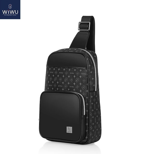 Wiwu Anti-Diebstahl Umhängetasche mit Fingerabdruck-Schloss, wasserdichte Brusttasche für Tablets in Schwarz - Bild 1