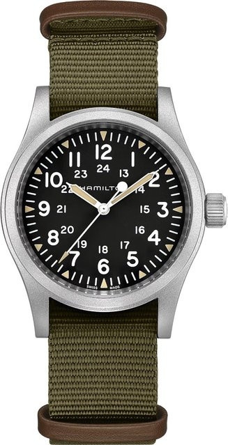 Hamilton Herrenuhr Khaki Field, Quarz, Edelstahl, 38 mm, Textil/NATO, Schwarz - Bild 1