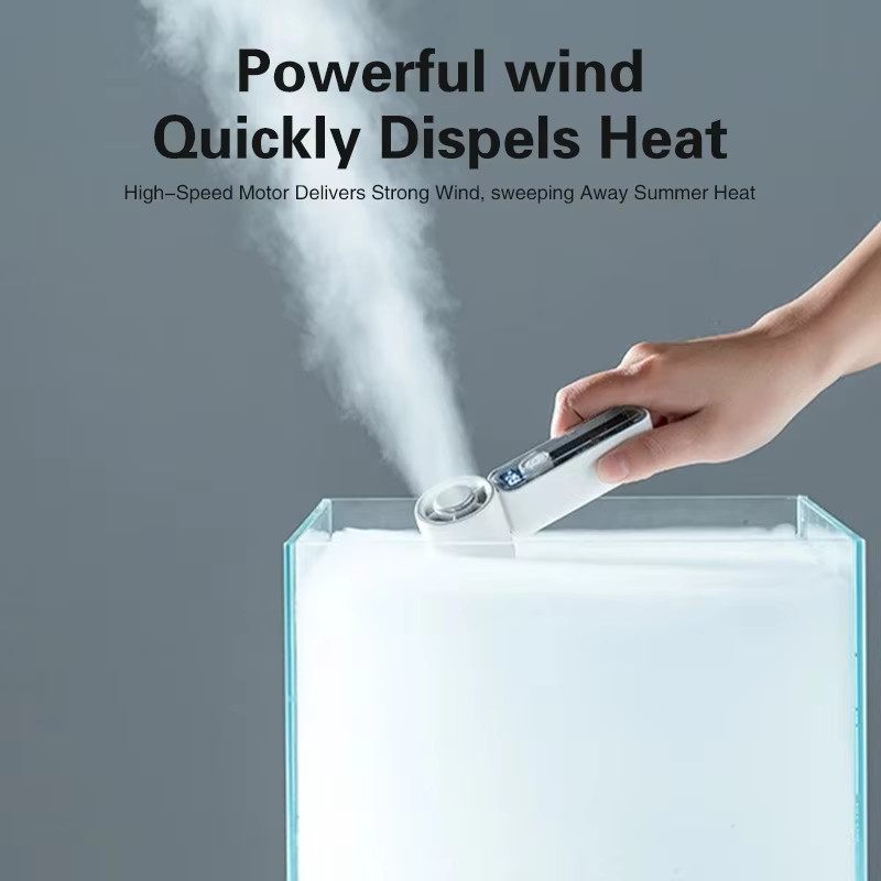 TINSOL Handgehaltener Hochgeschwindigkeits-Turbinen-Kühlventilator, tragbare Mini-Luftkanone mit USB-Wiederaufladung, transparent/weiß - Bild 2