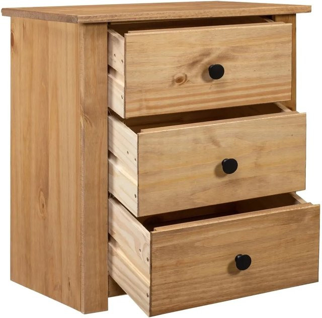 vidaXL Nachtschrank Panama aus Kiefernholz in Braun mit 3 Schubladen, B/T/H: 46 x 40 x 57 cm - Bild 1