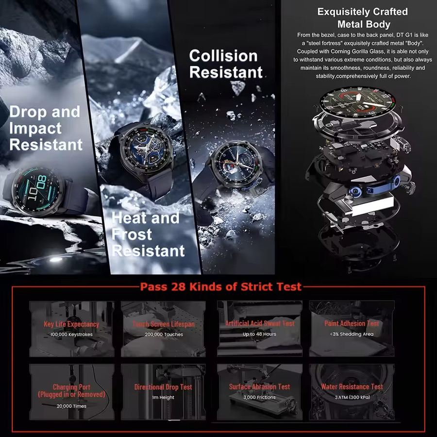 GUHUAVMI Smartwatch für Männer mit GPS Offline-Karten, Kompass, Bluetooth-Anruffunktion und 10ATM Wasserdichtigkeit, Schwarz - Bild 5