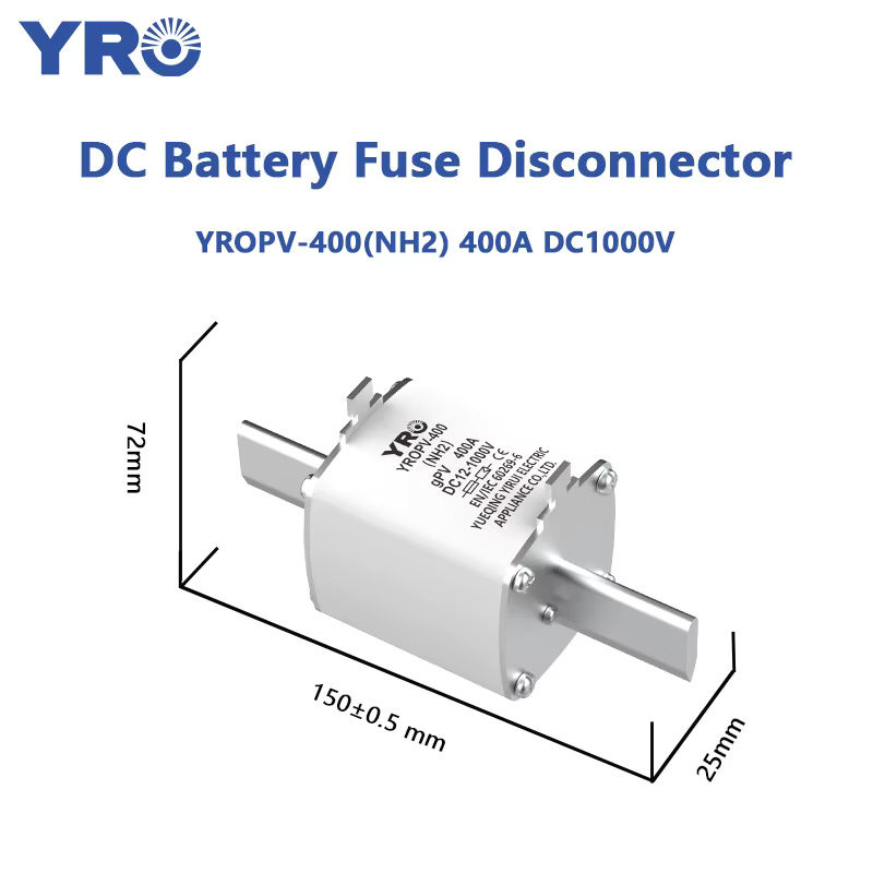 YRO Batterie-Sicherungstrennschalter 2P 400A DC1000V Solar PV Messertyp Sicherungshalter NH00 Schwarz - Bild 3