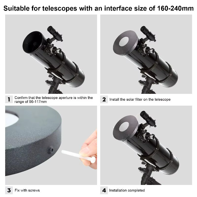 Datyson verstellbarer Solarfilter für astronomische Teleskope mit einem Außendurchmesser von 160–240 mm - Bild 3