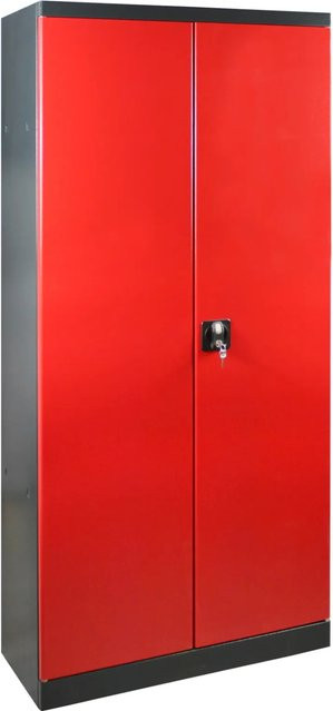 PROREGAL Putzmittelschrank mit 2 Türen aus Stahl in Anthrazitgrau und Rot, H x B x T: 178 x 80 x 37 cm - Bild 1