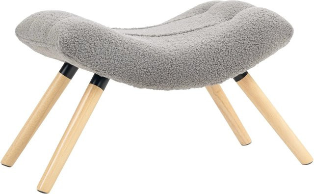 HOMCOM Sitzhocker aus Polyester und Schaumstoff mit Buchenholzgestell in Hellgrau, B/T/H: 45 x 67 x 38 cm - Bild 1