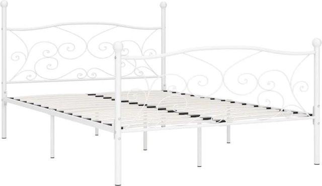 vidaXL Bettgestell mit Lattenrost aus Metall und Sperrholz in Weiß, B/T/H: 140 x 200 cm - Bild 1