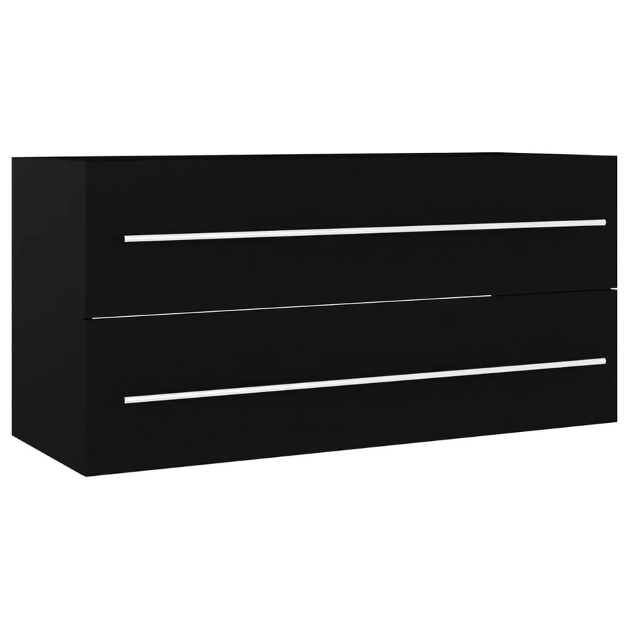 vidaXL Waschbeckenunterschrank aus Holzwerkstoff in Schwarz, B/T/H: 100 x 38,5 x 48 cm - Bild 2