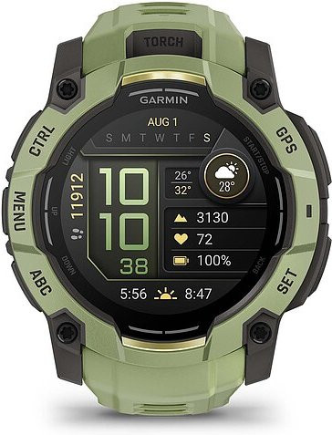 Garmin Instinct 3 AMOLED Outdoor GPS Smartwatch für Unisex in Kieselgrau/Farngrün mit Silikonarmband - Bild 1
