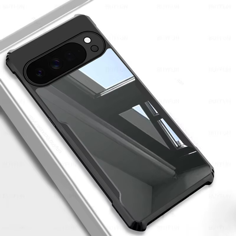 Transparente Acryl-Schutzhülle für Google Pixel 10 Pro XL mit weichem TPU-Rahmen und Anti-Fall-Schutz in Schwarz - Bild 4