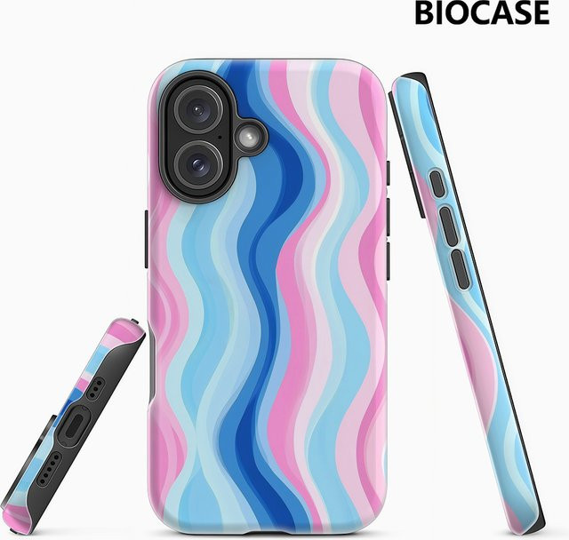 Potdemiel Handyhülle Bunte Wellen für iPhone 17 16 15 14 13 12 Pro Max Plus mit doppelschichtiger Rückseite in Multicolour - Bild 1