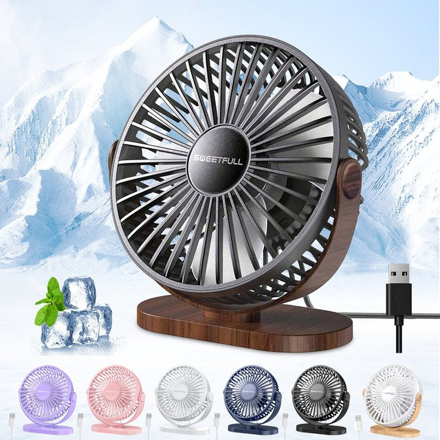 Sweetfull Mini USB-Ventilator in Pink mit 3-Gang-Einstellung für Desktop und Wandmontage - Bild 1