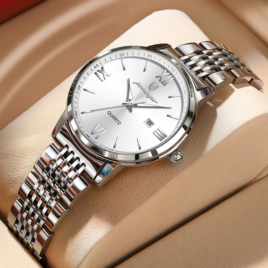 POEDAGAR Armbanduhr Edelstahl, Quarz, Silber, Damen, Datum - Bild 2