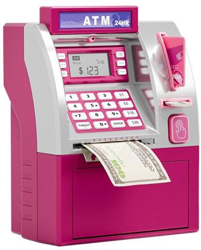 Sparschwein Geldautomat, Spielzeug, mit Karte, rosa - Bild 1