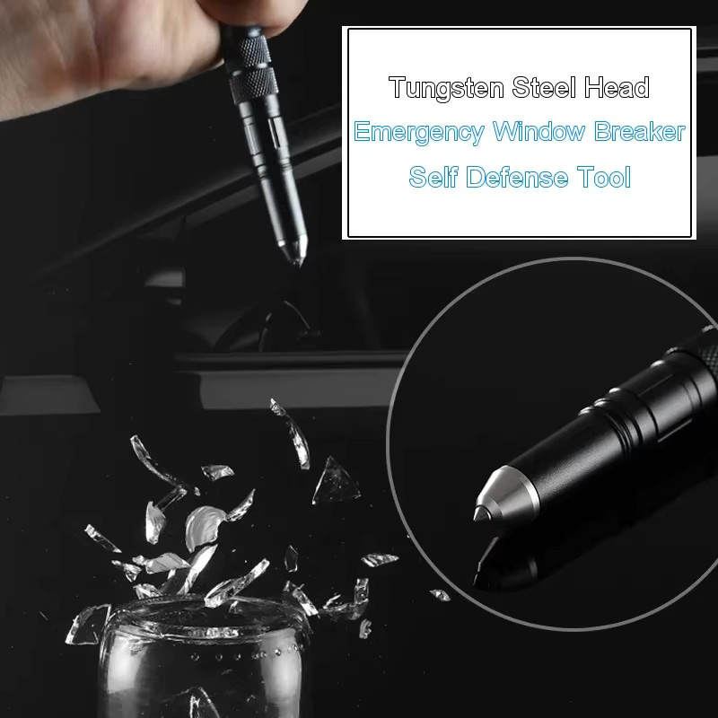 ELESESAFE 4-in-1 EDC Taktischer Stift mit Taschenlampe, Glasbrecher und Flaschenöffner in Schwarz oder Grau - Bild 4