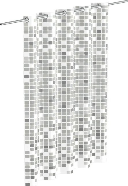 Eisl Textil Duschvorhang Mosaik Grau aus Polyester B: 180 cm, H: 200 cm - Bild 1